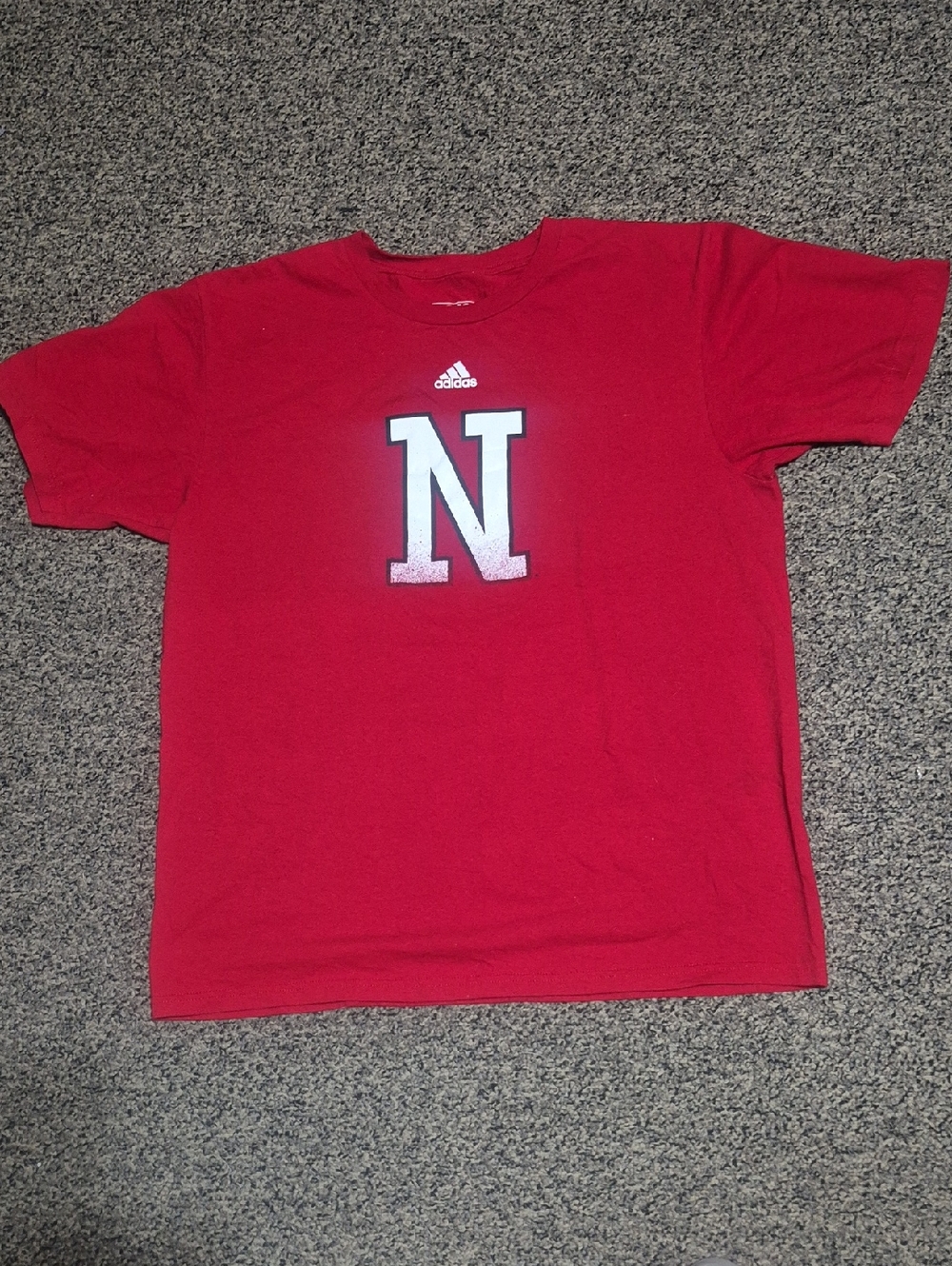 adidas Men's Red Tee with White 'N' Graphic